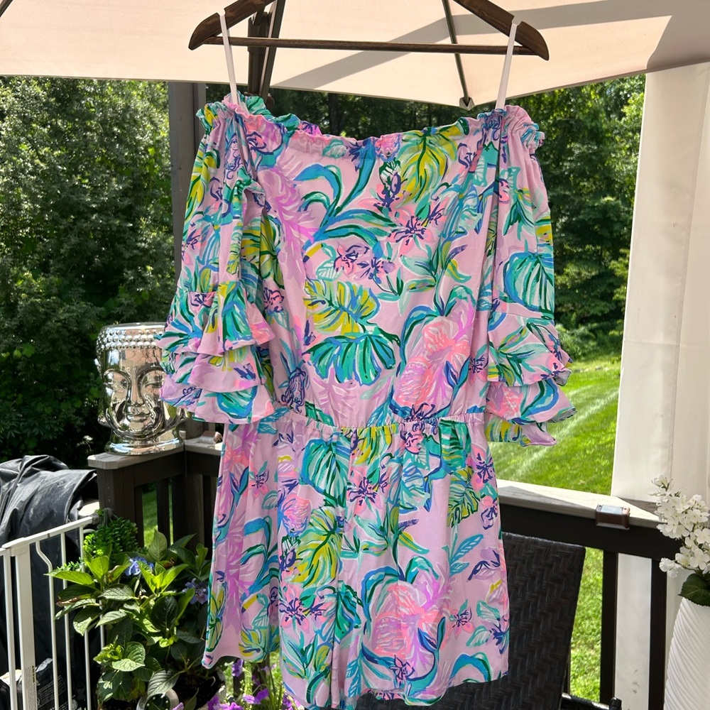 Lilly Pulitzer Pastel Floral Off-Shoulder Romper